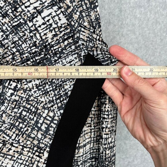 Lauren Ralph Lauren Crosshatch Jersey Sheath Dress Size 12 Neutral Office Ruched - Picture 11 of 13